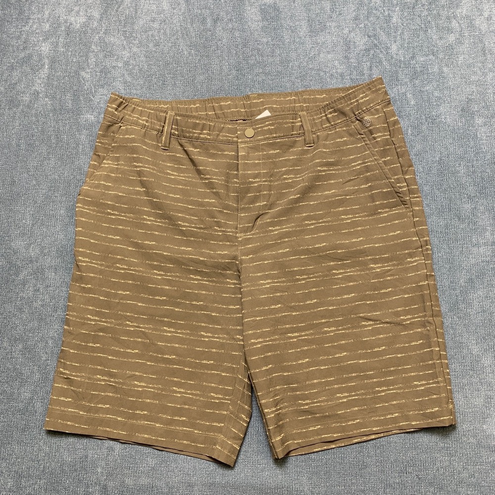 Adidas Ultimate 365 Golf Shorts Mens 33 Olive Strata Striped Stretch Outdoor